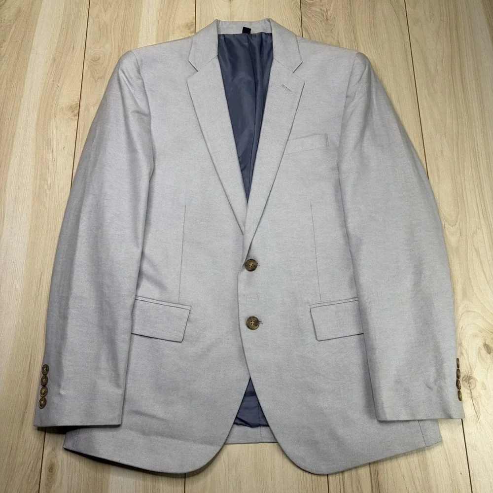 J. Crew Thompson Nailhead Gray Cotton Suit Mens 36S 31x30